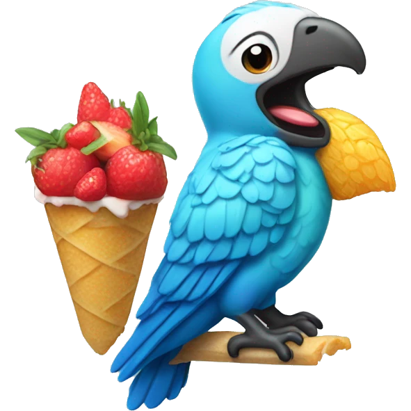 Perroquet eating glace emoji