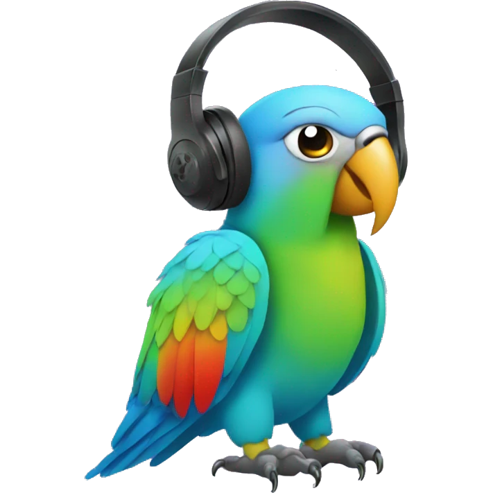 parrot with headphones emoji