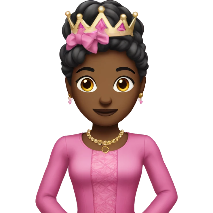 Black princess wearing pink emoji