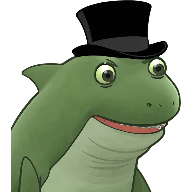 Shark with a top hat emoji