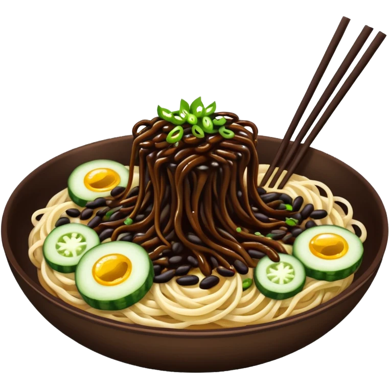 Korean jjajangmyun with Twitter emoji style emoji