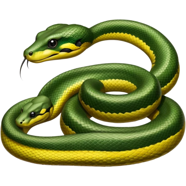 A photo-realistic digital illustration of a Green Anaconda, chest upward, with a broad, flat head, muscular body, and high-set eyes. Its olive-green body is covered with symmetrical, bold black oval spots, and its smooth, glossy scales highlight its large, powerful build. emoji