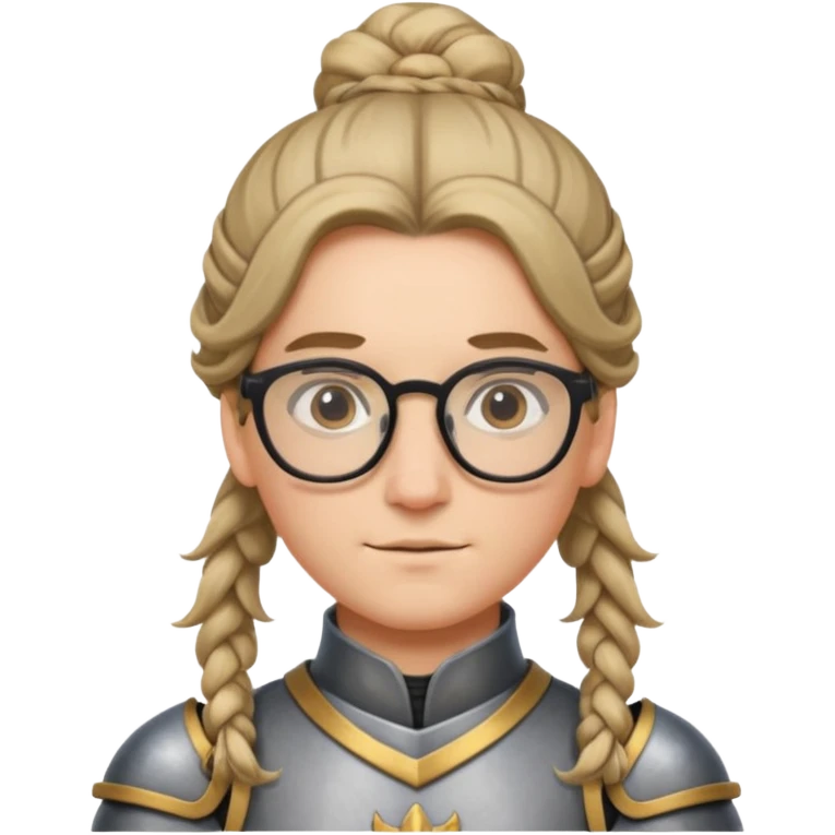 knight's with glasses with long boarder & hair bun hair emoji
