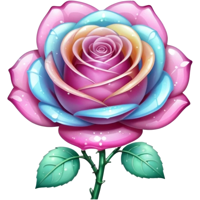 Sparkly glossy Pastel glass crystal rose flower  emoji