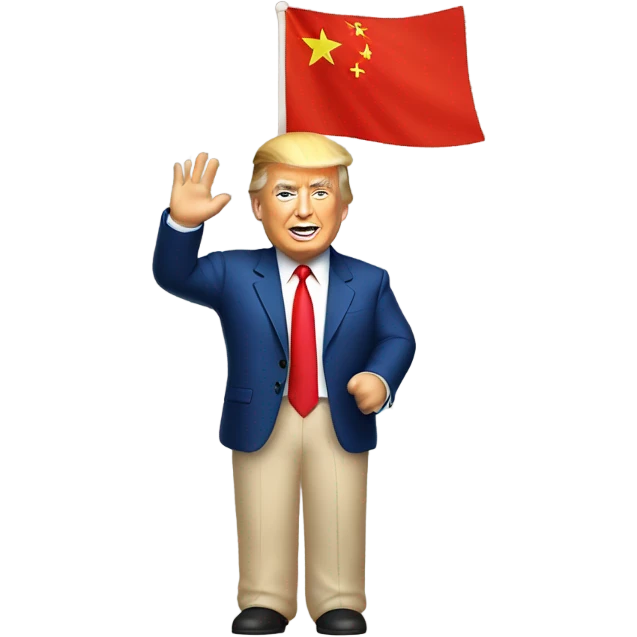 Donald Trump waving a Chinese flag emoji