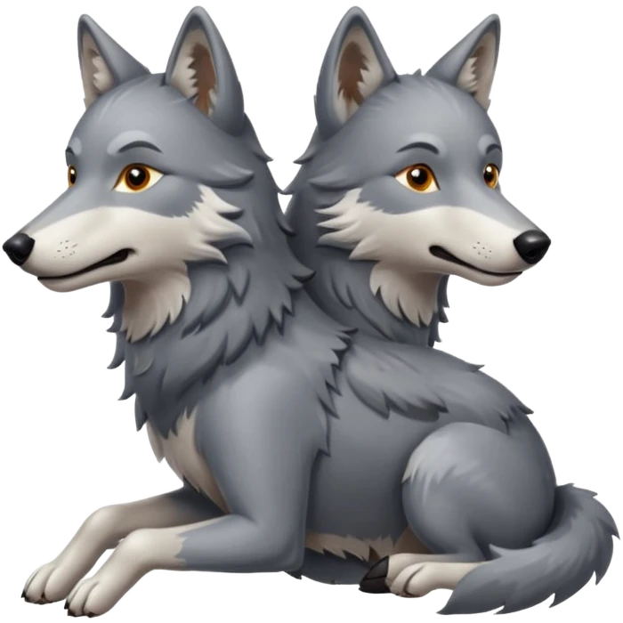 A wolf riding on the back of another little wolf emoji