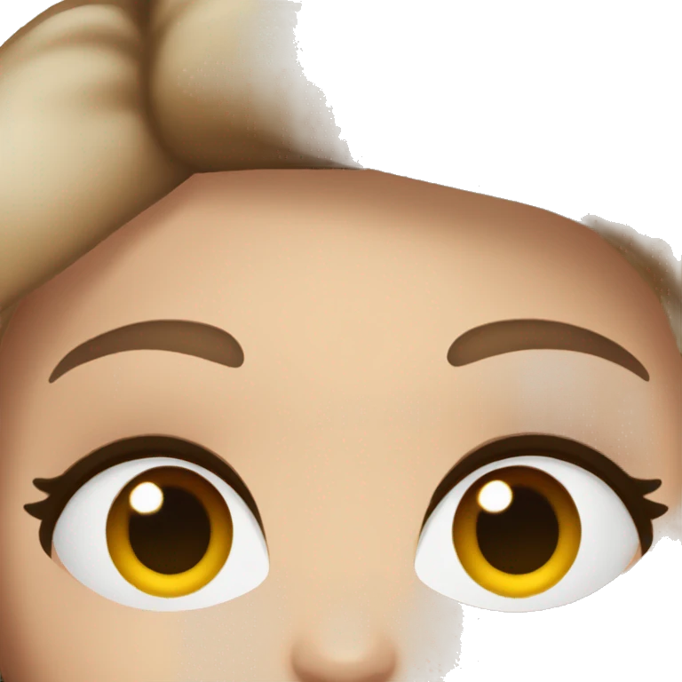 White woman with brown hair and brown eyes and makeup emoji