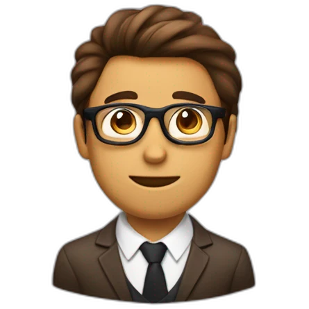 Garçon aux cheveux brun lisses qui tombe avec lunettes emoji