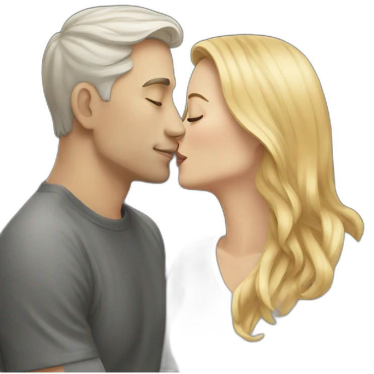 A white women kissing a white man emoji