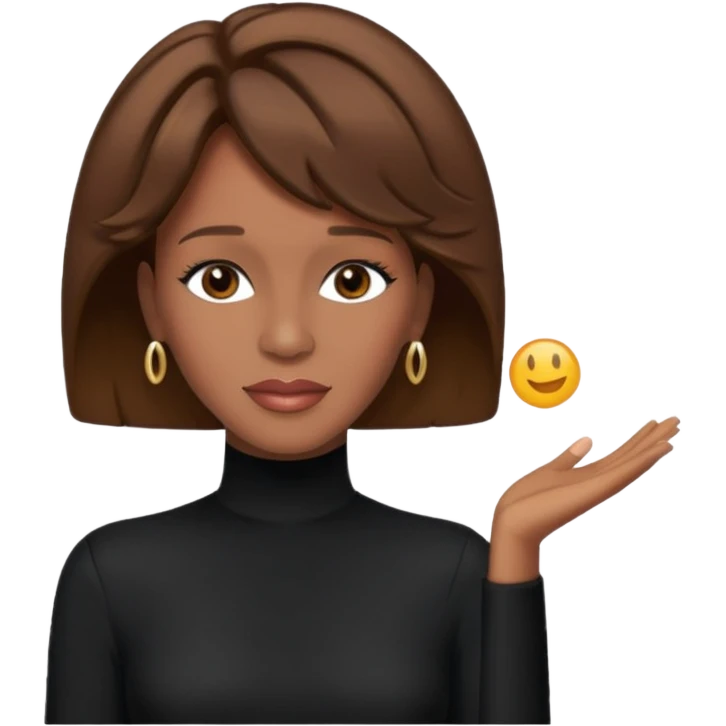Whitney Houston, brown hair, black outfit emoji