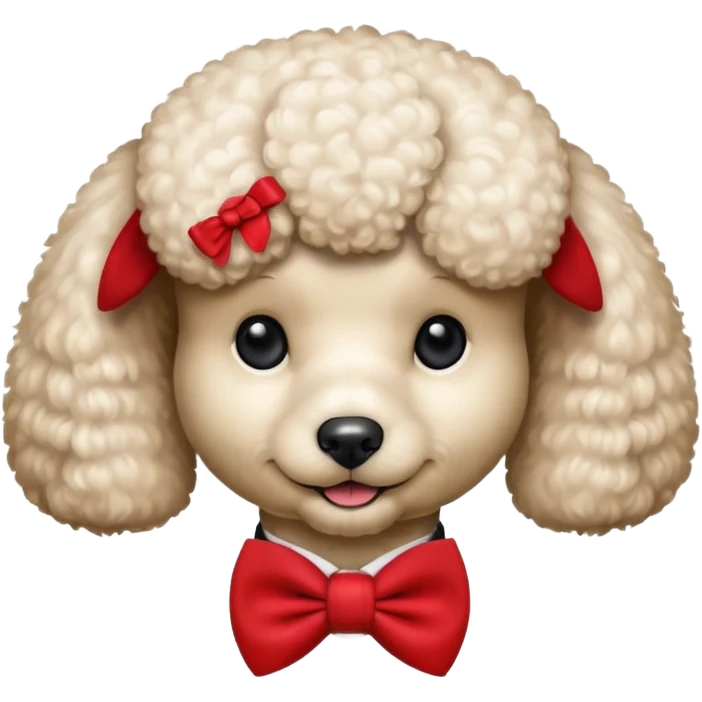Poodle with red bow tie, half body emoji