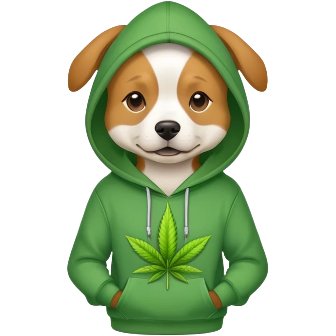 Dog wearing weed hoody emoji