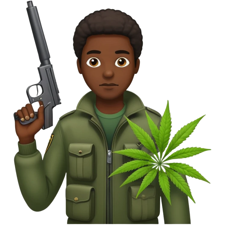 Black guy with gun and weed emoji
