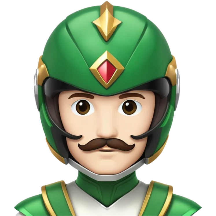 White version of the green power ranger with a brown mustache, green helmet emoji