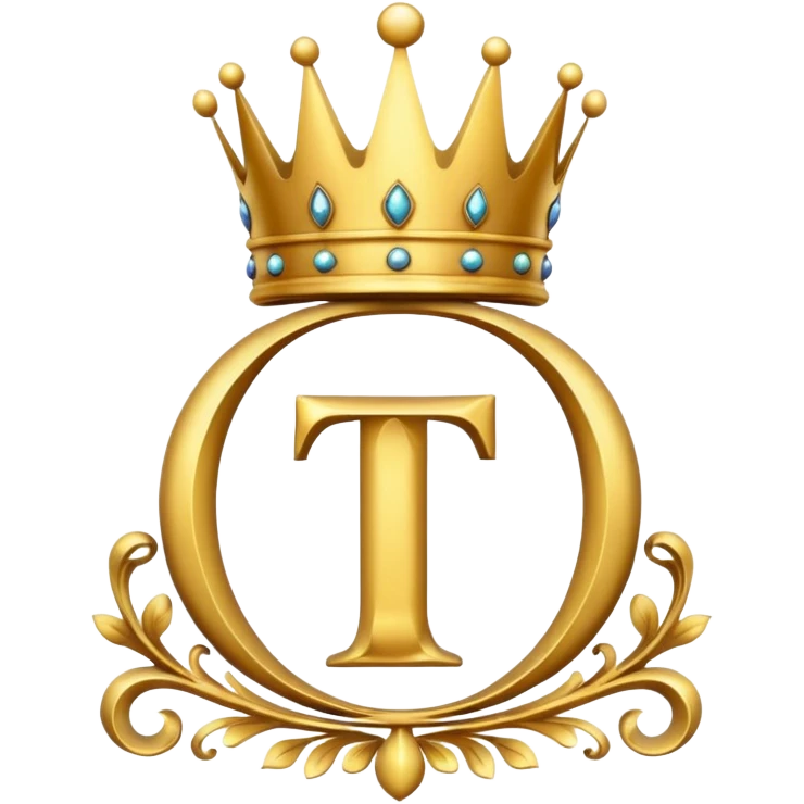 curvy letter T with a crown emoji