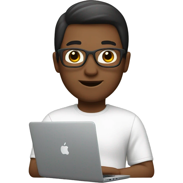 memoji of a person with a laptop, apple style emoji