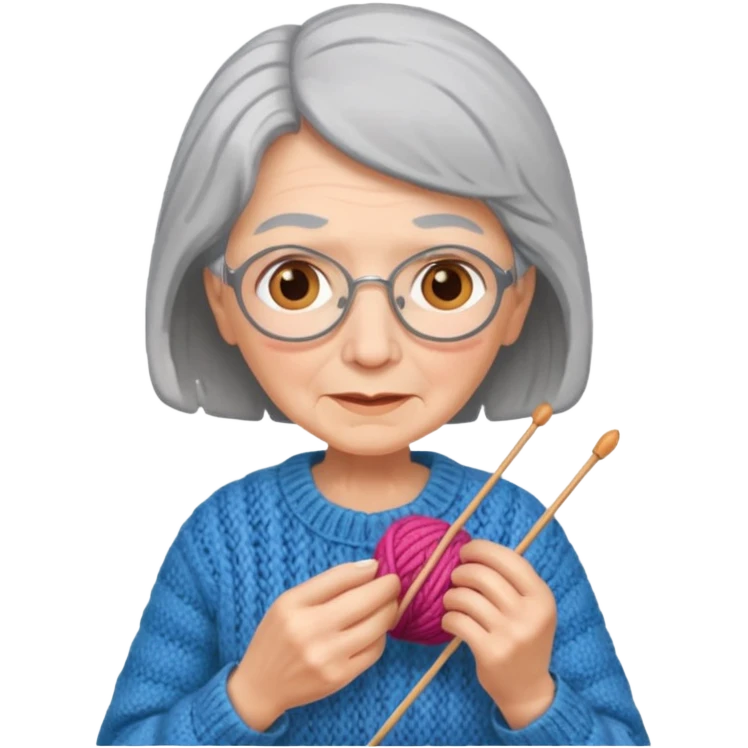 elderly woman knitting emoji