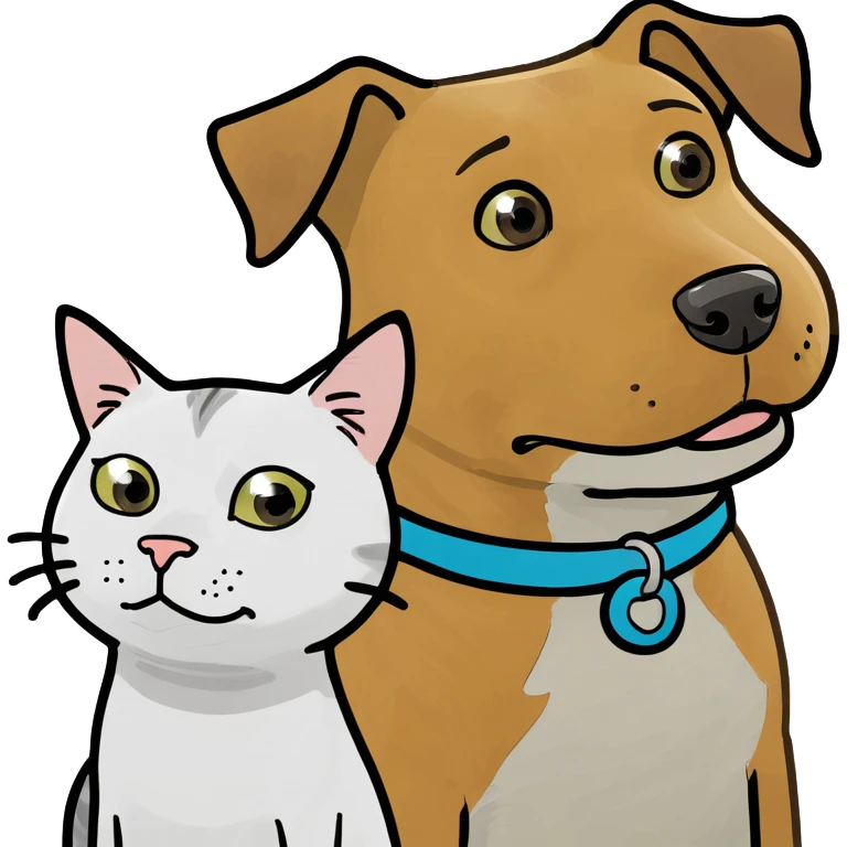 Dog hugging a cat emoji