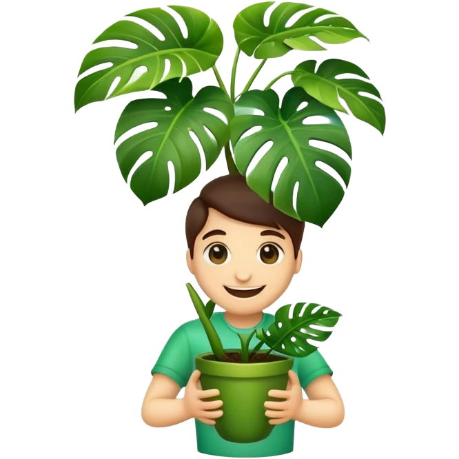 Emoji holding monstera emoji
