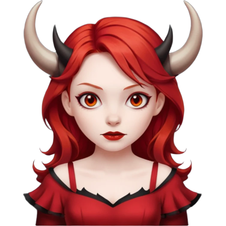 Red hair girl with evil horns and red dress emoji