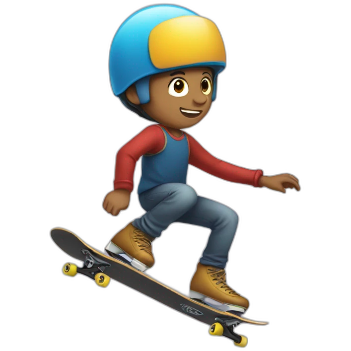 A boy skating on a head emoji