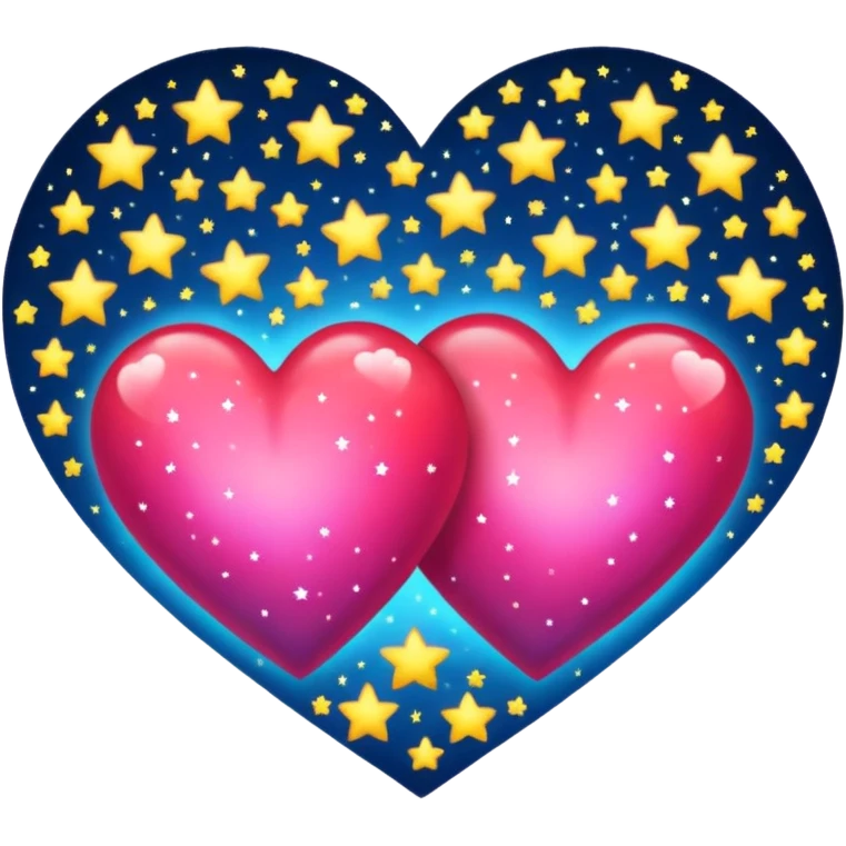 Two hearts one beyond one another with stars in it emoji