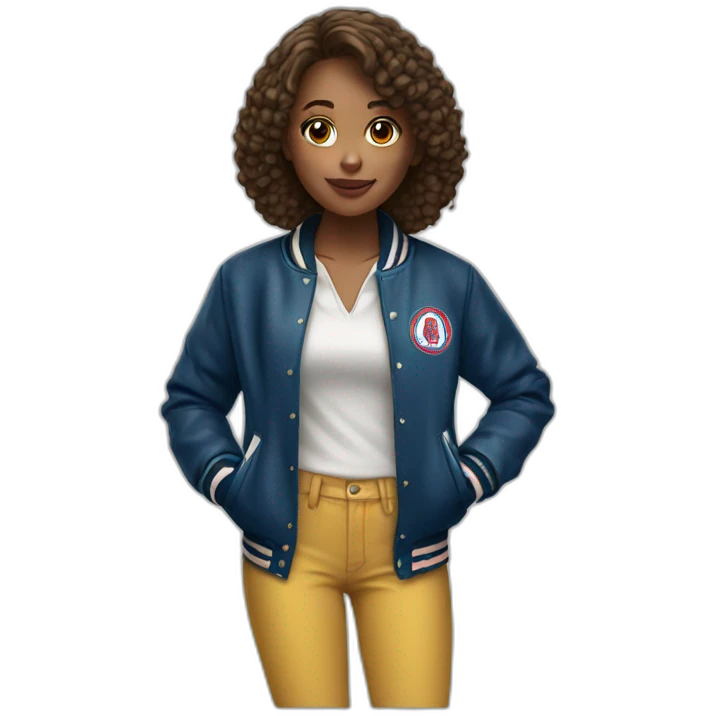 Girl wearing Varsity jacket  emoji