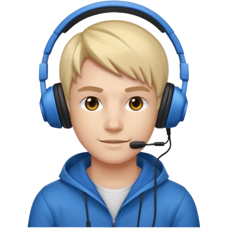 Créame un personaje de Blu strike tipo gamer con audífono y resolución HD emoji