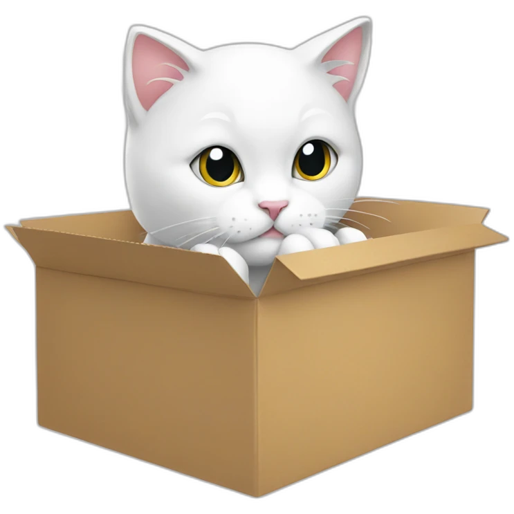 white kitty eats a box emoji