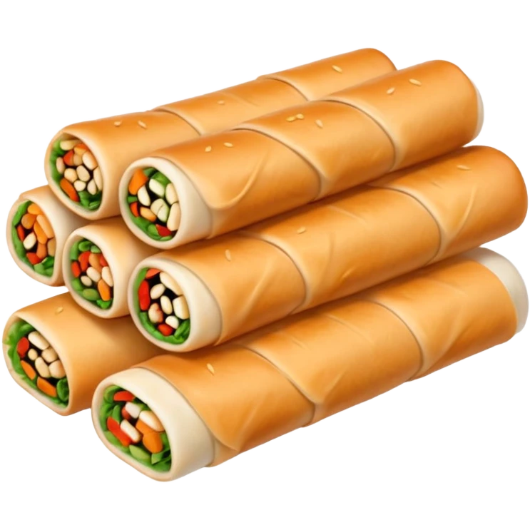 Can you make them more translucent (white-ish because they are made of rice paper) and organise them in two rows of 5 rolls? emoji