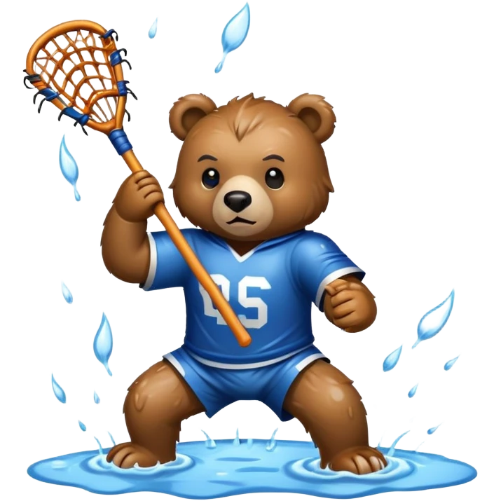 Bear playing lacrosse in the rain emoji