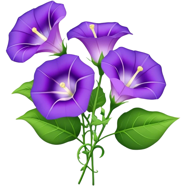bouquet purple Morning Glorysuper, stem emoji