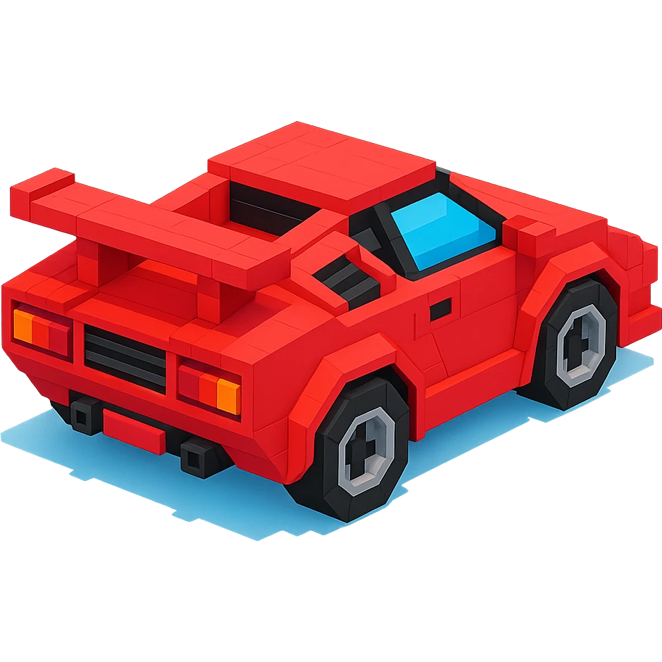 red Lamborghini Countach from rear angle, isometric view emoji