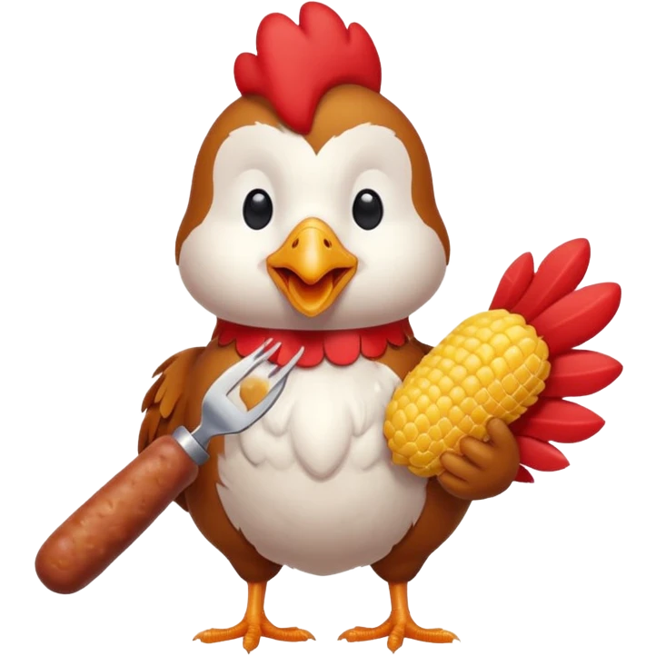 Chicken thats deepthroating a sausage emoji