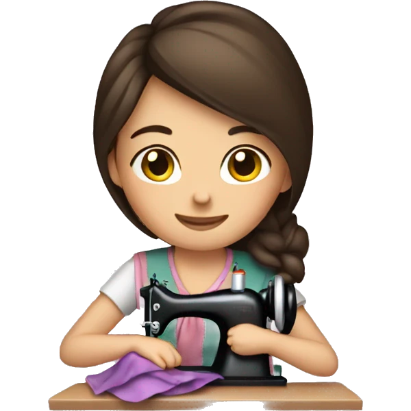 Brunette girl sewing  emoji
