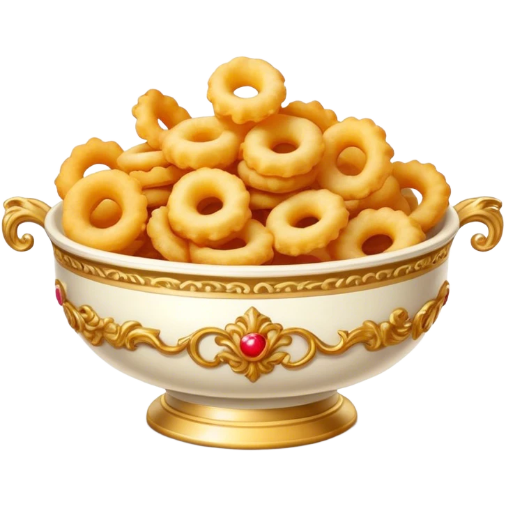 Bowl of fried snacks in rococo style emoji