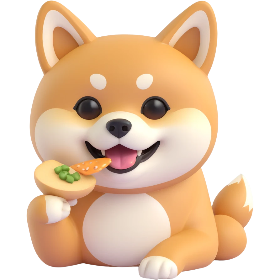 shiba inu, eating emoji
