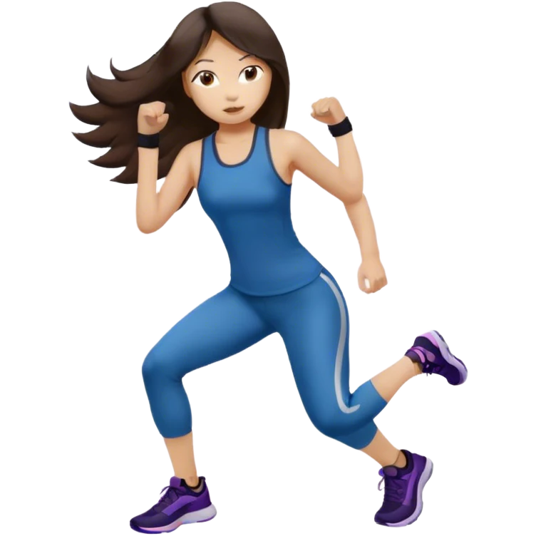Long hair brunette Asian girl working out clothes  emoji