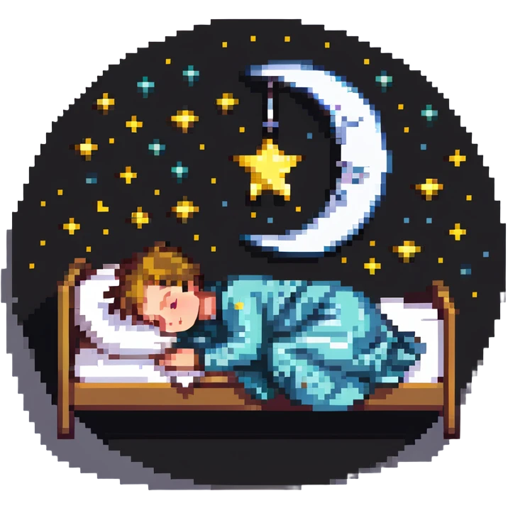 boy sleeping with Z symbols stars and moon emoji