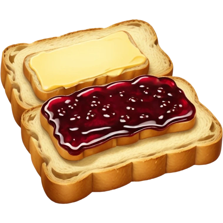 make a 2 slice of bread with butter and jam on top of it with not face emoji