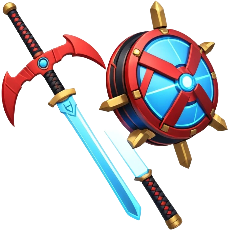 samurai themed space miner tool icon, futuristic mining tool inspired by katana, Japanese armor details, red black gold color palette, glowing energy accents, 3D cartoon, mobile game icon style, clean background, soft shadow, no text, no watermark

 emoji