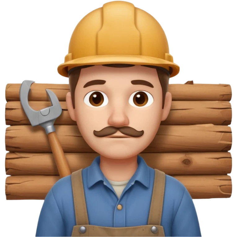 rustic carpenter portrait, head and shoulders only, wood dust on shoulders, rolled-up shirt collar, calm craftsman expression, warm workshop vibe, 3D cartoon, mobile game icon style, clean background, no text, no watermark
 emoji