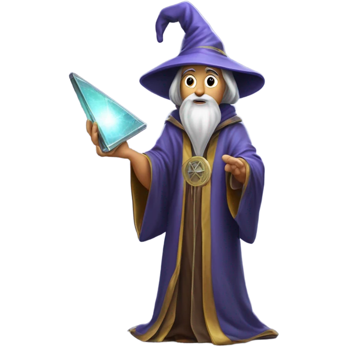 wizard holding  hard disk emoji