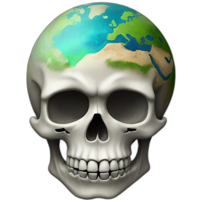 Skull with earth emoji