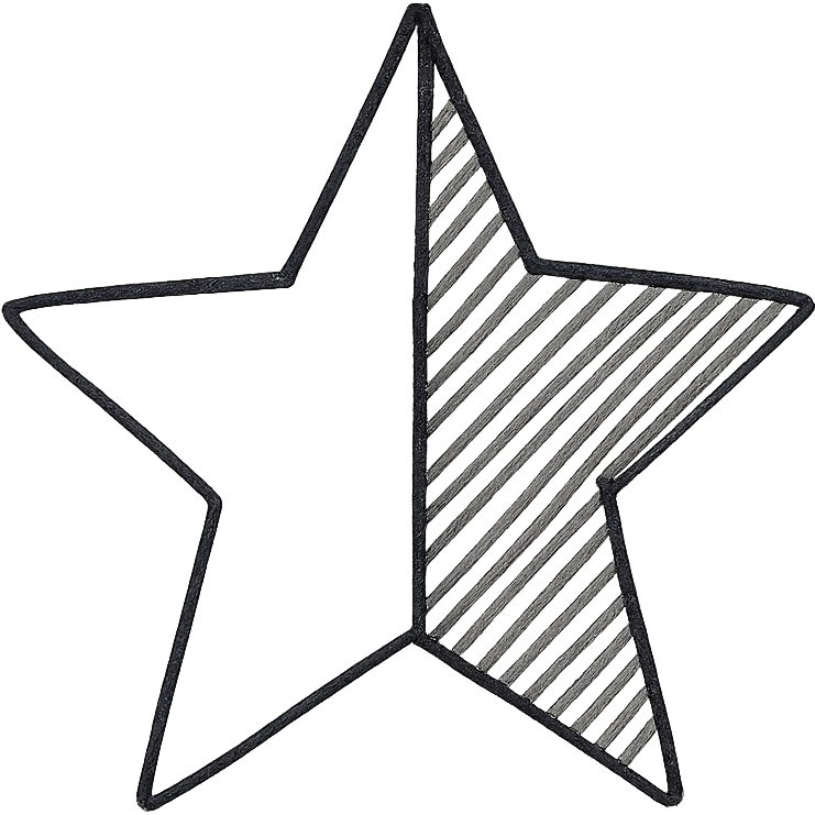 half golden and half black star, split vertically emoji
