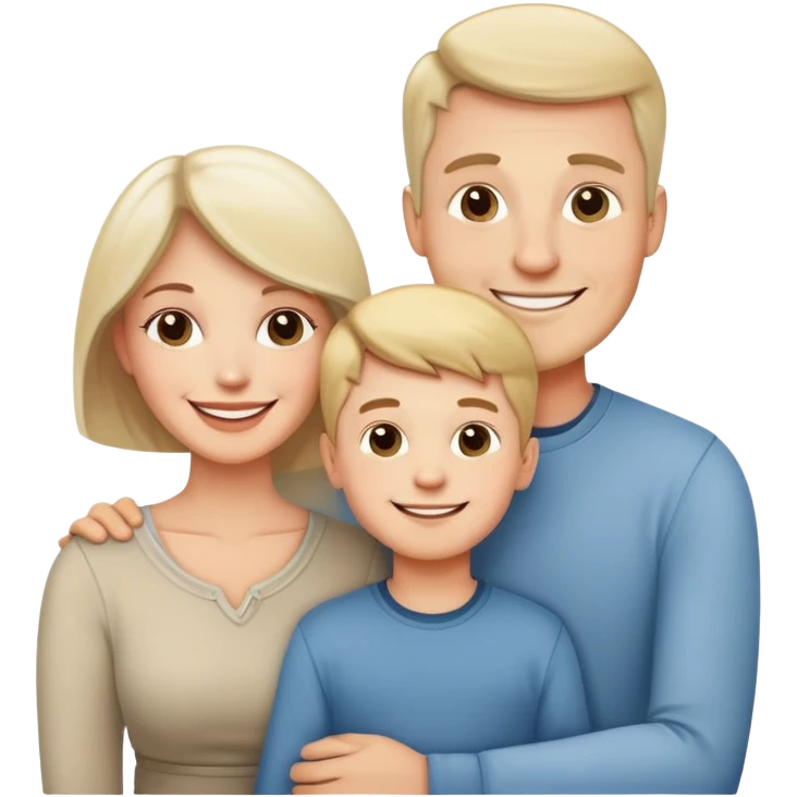 happy white family with husband wife and one son smiling together emoji