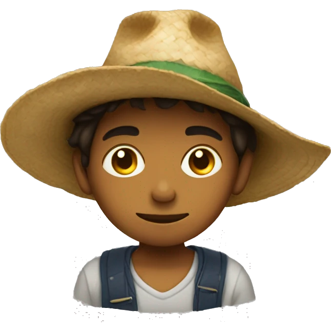 Boy using a strawhat with a secar under the left eye emoji