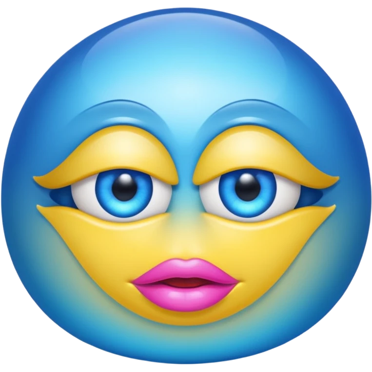 A translucent blue half-sphere with pink lips and two yellow eyes and 8 toea around the bottom emoji