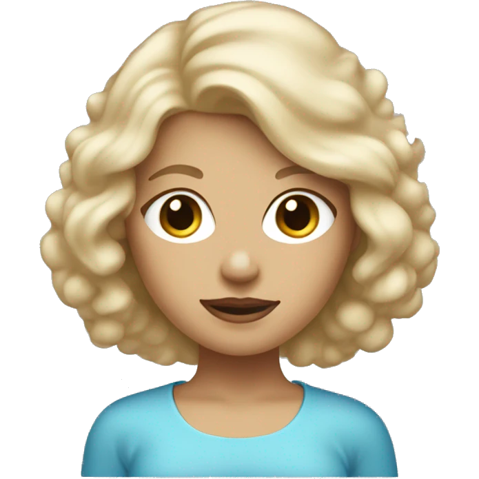 blonde mom straight hair has blue eyes holding beige poodle  emoji