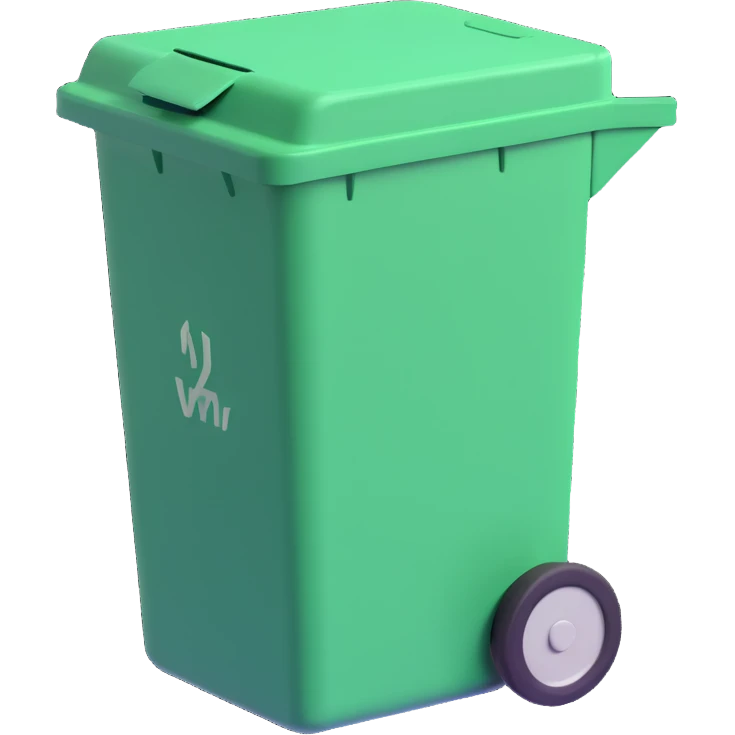 Draw a Pixar-style trash can. The view should be at a high angle. Do not use the face, eye, and mouth. emoji